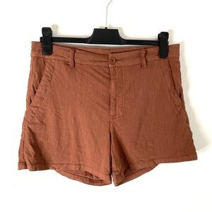 Kut from the Kloth Brown Linen Blend High Waist Shorts Tailored